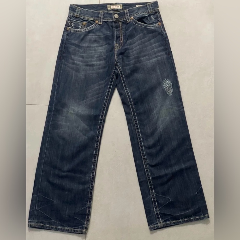 New MEK Denim Jeans Men Size 32x32 Straight Leg Button Fly Pant